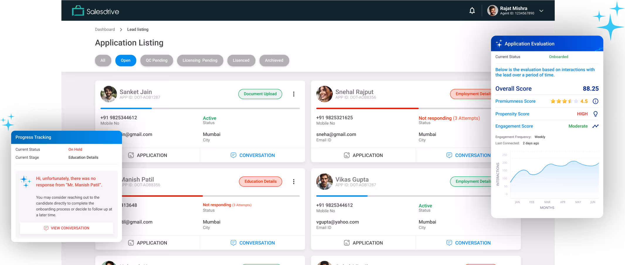 DOT implementation in Agent onboarding process ui design